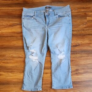 Torrid Light Blue Distressed Cropped Jeans, 20.